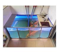 Above Ground Fish Pond, Transparent Window Aquarium Pool with Steel Frame, Easy Setup Water Tank for Breeding Koi