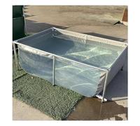 Above Ground Foldable Canvas Fish Pond with Drain Valve & Transparent Viewing Window, Ideal Water Storage Tank for Aquariums, Pools & Ponds (4.9x3.3x1.6 ft)