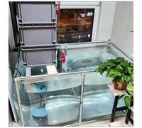 Above Ground Koi Pond with Window, Clear Temporary Fish Tank for Outdoor Use, Easy Assemble with Drain Valve, Transparent Viewing Panel (0.4m, 1x1m)