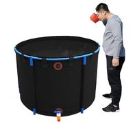 Above Ground Pool - Round Canvas Fish Pond with Flexible PVC Liner and Frame, Large Aquarium for Koi and Goldfish