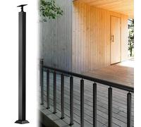 Above Ground Stairs Railing System Kit, Heavy Duty Iron Square Fence Post for Outdoor Steps, Hallway Garage Villas, Black(59in/150cm)