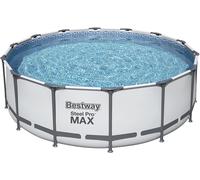 Above Ground Swimming Pool Set 14ft, Bestway Steel Pro Round Frame Pool, Grey