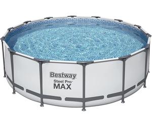 Above Ground Swimming Pool Set 14ft, Bestway Steel Pro Round Frame Pool, Grey