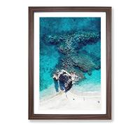 Above Monterosso Al Mare in Cinque Terre Italy Painting Framed Print | A2 Walnut Framed Wall Art | Ready to Hang | Modern Historical Picture | Living Room Bedroom Lounge Office