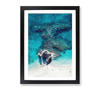 Above Monterosso Al Mare In Cinque Terre Italy Painting Modern Framed Wall Art Print, Ready to Hang Picture for Living Room Bedroom Home Office Décor, Black A3 (34 x 46 cm)