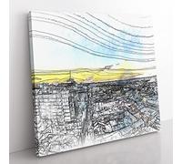 Above New Orleans in Louisiana in Abstract Modern Canvas Wall Art Print Ready to Hang, Framed Picture for Living Room Bedroom Home Office Décor, 50x50 cm (20x20 Inch)