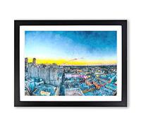 Above New Orleans In Louisiana Painting Modern Art Framed Print | A2 Black Framed Wall Art | Ready to Hang | Modern Historical Picture | Living Room Bedroom Lounge Office