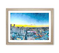 Above New Orleans In Louisiana Painting Modern Art Framed Print | A3 Oak Framed Wall Art | Ready to Hang | Modern Historical Picture | Living Room Bedroom Lounge Office