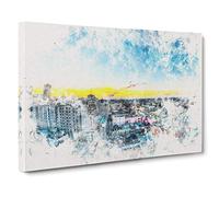 Above New Orleans in Louisiana Watercolour Canvas Print | Gallery Wrapped 30mm Frame Wall Art | 30x20 inches | Ready to Hang | Modern Picture | Living Room Bedroom Lounge Office