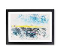 Above New Orleans in Louisiana Watercolour Framed Print | A2 Black Framed Wall Art | Ready to Hang | Modern Historical Picture | Living Room Bedroom Lounge Office