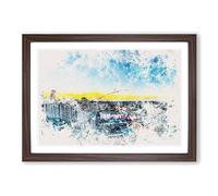 Above New Orleans in Louisiana Watercolour Framed Print | A2 Walnut Framed Wall Art | Ready to Hang | Modern Historical Picture | Living Room Bedroom Lounge Office