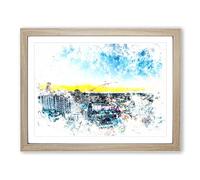 Above New Orleans In Louisiana Watercolour Modern Framed Print | A3 Oak Framed Wall Art | Ready to Hang | Modern Historical Picture | Living Room Bedroom Lounge Office