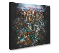 Above New York Paint Splash Canvas Print | Gallery Wrapped 30mm Frame Wall Art | 20x20 inches | Ready to Hang | Modern Picture | Living Room Bedroom Lounge Office
