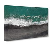 Above The Black Sand Beach In Iceland Canvas Print | Gallery Wrapped 30mm Frame Wall Art | 30x20 inches | Ready to Hang | Coastal Seascape Picture | Living Room Bedroom Lounge Office