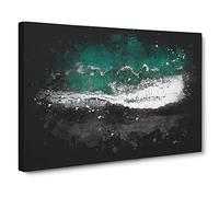 Above The Black Sand Beach In Iceland Paint Splash Canvas Print | Gallery Wrapped 30mm Frame Wall Art | 20x14 inches | Ready to Hang | Coastal Seascape Picture | Living Room Bedroom Lounge Office