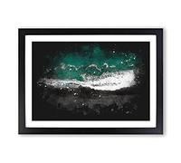 Above the Black Sand Beach in Iceland Paint Splash Framed Print | A2 Black Framed Wall Art | Ready to Hang | Modern Beach Picture | Living Room Bedroom Lounge Office
