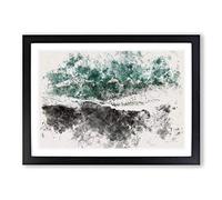 Above the Black Sand Beach in Iceland Watercolour Framed Print | A2 Black Framed Wall Art | Ready to Hang | Modern Beach Picture | Living Room Bedroom Lounge Office