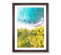 Above the Coast in Sri Lanka in Abstract Framed Print | A2 Walnut Framed Wall Art | Ready to Hang | Abstract Beach Picture | Living Room Bedroom Lounge Office