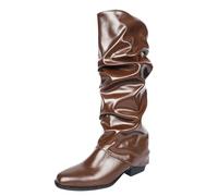 Above The Knee Boots For Women With Thick Heels/winter Styles High Top Boots Long Boots Western Cowboy Boots Mid Calf Boots for Women with Heel (Brown, 6)