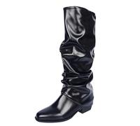 Above The Knee Boots For Women With Thick Heels/winter Styles High Top Boots Long Boots Western Cowboy Boots Mid Calf Boots for Women with Heel (Black, 7.5)