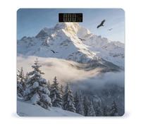 Above The Snowy Forest Bathroom Scale Automatic Power On/Off Body Scales LCD Backlight Display Square Digital Scale Rounded Corners Bathroom Scales for Home Bedrooms
