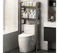 Above Toilet or Washer Storage Unit, 3-Tier Laundry Shelf, Washing Machine, Space-Saving Bathroom Furniture, Gray, 53.5in/136cm
