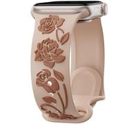 ABOVEACC ABOVEACE Compatible with Apple Watch Bands for Women 40mm 41mm 38mm iWatch Series Ultra/SE/9/8/7/6/5/3/2/1, Floral Engraved Silicone Band Mt/Br-A