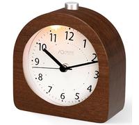 aboveClock Alarm Clock Bedside, No Ticking Bedside Clock with Snooze and Night Light Function, Analogue Clock Battery Powered for Bedroom, Home, Kitchen, Travel, Brown