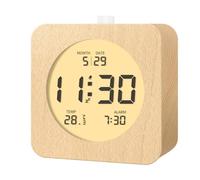 aboveClock Digital Alarm Clock, Wooden Alarm Bedside Clock with Temperature and Date LCD Display, Snooze Function, Backlight, 3 AAA Battery Operated (Batteries Not Included)