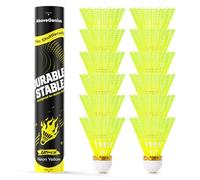 AboveGenius Badminton Birdies Nylon 12/36 PCS, Neon Yellow Badminton Shuttlecocks with Composite Cork Head, Speed 77 Wind Resistant Birdies for Outdoor Backyard Family Games, School PE & Club Training