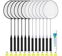 AboveGenius Badminton Rackets Set, 2/3 Color Lightweight Badminton Set Includ 6/12 PCS Rackets, 6/12 Birdies, Outdoor Backyard Games, Racquets for Family Beginner (2 Color 12 Rackets 12 Birdies)