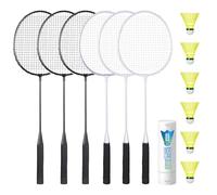 AboveGenius Badminton Rackets Set for Outdoor Backyard Games, Including 4/6 Rackets, 6 Nylon Badminton Shuttlecocks, Lightweight Badminton Racquets for Beginners (6 Rackets 6 Birdies)