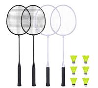 AboveGenius Badminton Rackets Set of 4 for Outdoor Backyard Games, Including 4 Rackets, 6 Nylon Badminton Shuttlecocks, Lightweight Badminton Racquets for Beginners