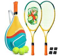 AboveGenius Kids Tennis Racket Set, 21-23 inch Tennis Racket for Toddler Youth Starter Kit, 3 Balls, 2 Lightweight Racquets with Easy Carrying Shoulder Strap Bag