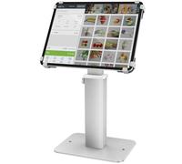 AboveTEK Anti-Theft iPad Kiosk Stand, 360 Rotation & Adj. Height 8.3"-13.4", Heavy-Duty Steel & Aluminum, Fits 9.7"-13" Tablets, Security Retail POS Tablet Stand for Business & Commercial Use-Sliver