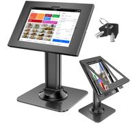 AboveTEK Anti-Theft iPad Kiosk Stand, POS iPad Security Stands, Aluminum Locking Tablet Stand with Heavy Duty Base, 360° Swivel & 75° Tilt, Retail Desk Mount for Business & Commercial Use (Black)