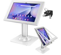 AboveTEK Anti-Theft iPad Kiosk Stand - POS iPads Security Mount with 360° Swivel & 75° Tilt, Heavy Duty Tablet Kiosk Desk Holder for Retail & Business (White, 14.6" Galaxy Tab)