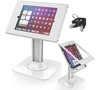 AboveTEK Anti-Theft iPad Kiosk Stand - POS iPads Security Mount with 360° Swivel & 75° Tilt, Heavy Duty Tablet Kiosk Desk Holder for Retail & Business (White, 9.7"/10.2"/10.5" iPad)