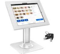 AboveTEK Anti-Theft iPad Kiosk Stand - POS iPads Security Mount with 360° Swivel & 75° Tilt, Heavy Duty Tablet Kiosk Desk Holder for Retail & Business (White, 12.9"/13" iPad & 12.4" Galaxy Tab)