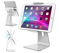 AboveTEK Elegant Aluminum iPad Pro Stand - Swivel iPad Air/Mini Kiosk POS Stand - Two Mount Holders 6"~13" Interactive iOS/Android Tablet Stand for Retail Store Showcase/Office Desk/Kitchen Countertop