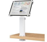 AboveTEK iPad Desk Grommet Mount, Adjustable Tablet Desk Mount with 360° Rotation & 180° Tilt, Fits 9.7"-13" Tablets, Anti-Theft iPad Stand, Heavy-Duty Aluminum Tablet Stand, Perfect for Work-Sliver