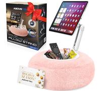 AboveTEK Kindle Pillow Stand, Magnetic iPad Stand for Bed with Snack Bowl, 360° Adjustable Soft Table Pillow Holder for Reading, Compatible with Kindle, Tablet, Phone, Ideal Cozy Gift for Women(Pink)