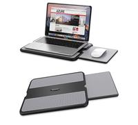 AboveTEK Portable Laptop Lap Desk w/Retractable Left/Right Mouse Pad Tray, Non-Slip Heat Shield Tablet Notebook Computer Stand Table w/Sturdy Stable Cooler Work Surface for Bed Sofa Couch or Travel
