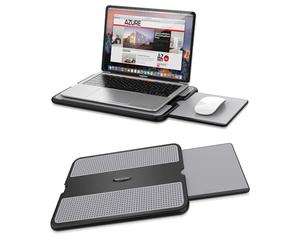 AboveTEK Portable Laptop Lap Desk w/Retractable Left/Right Mouse Pad Tray, Non-Slip Heat Shield Tablet Notebook Computer Stand Table w/Sturdy Stable Cooler Work Surface for Bed Sofa Couch or Travel