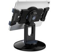 AboveTEK Retail Kiosk iPad Stand, 360° Rotating Commercial Tablet Stand, 6-13" iPad Mini Pro Business Tablet Holder, Swivel Design for Store POS Office Showcase Reception Kitchen Desktop (Black)