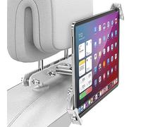 AboveTEK Tablet Holder for Car Headrest- Anti-Theft iPad Car Holder Back Seat, Secure Locking System with 360° Swivel, Universal for 4-11" Tablets - Silver