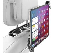 AboveTEK Tablet Holder for Car Headrest- Anti-Theft iPad Car Holder Back Seat, Secure Locking System with 360° Swivel, Universal for 4-11" Tablets, Aluminum Mount for Travel & Business -Black