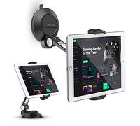 AboveTEK Tablet Stand with Suction Cup, Adjustable Tablet Holder Mount for Desk, Car Windscreen, Mirror or Glass - Fits 4”-11” Tablets & Phones, iPad Mount for Home, Office(Black)