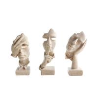 aboxoo 3 Pcs Thinker Statue, Silence is Gold Abstract Resin Art Figurines