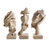 aboxoo Large 3 Pcs Thinker Statue, Silence is Gold Resin Sculptures Decor